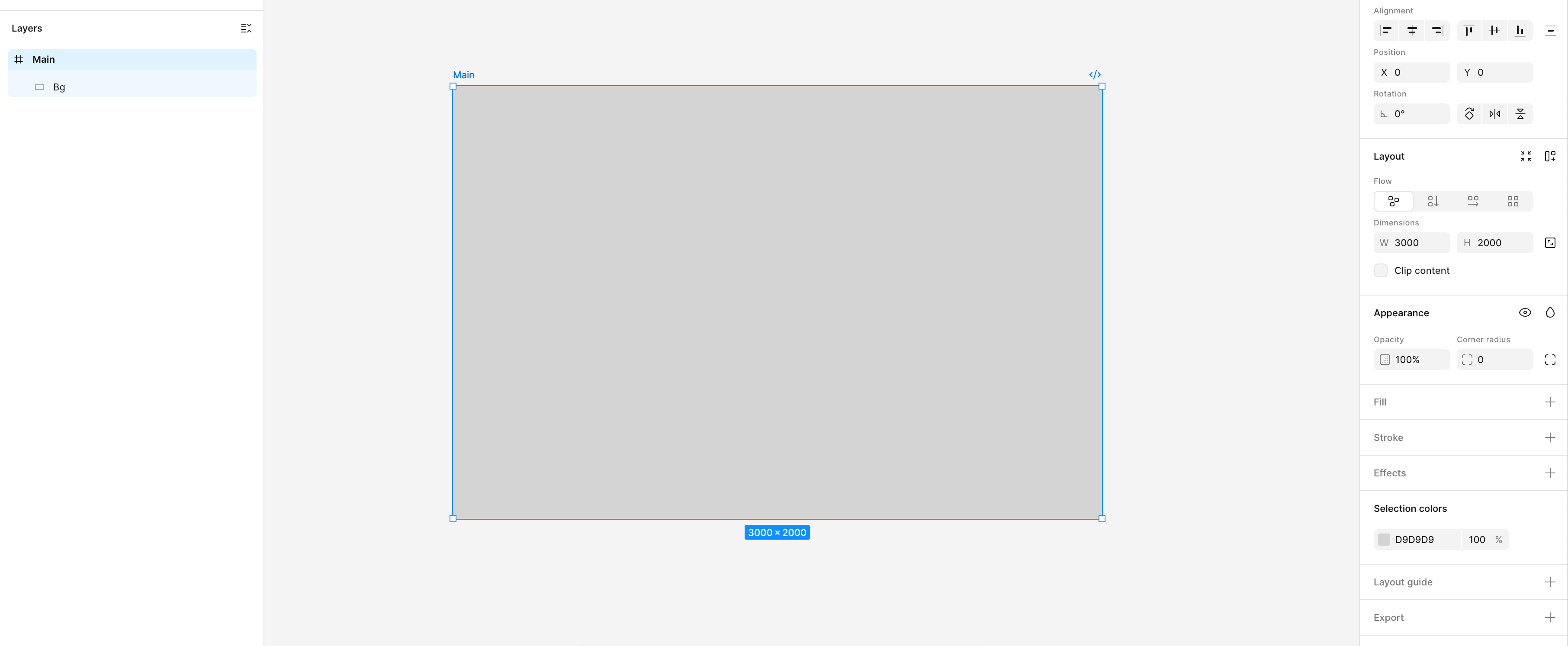 A simple example of a Main frame in Figma