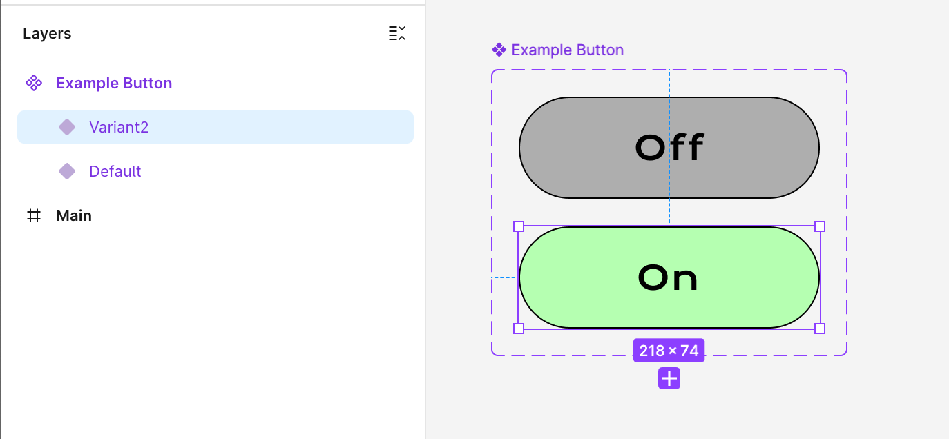 A component set containing two variants: Default and Variant2